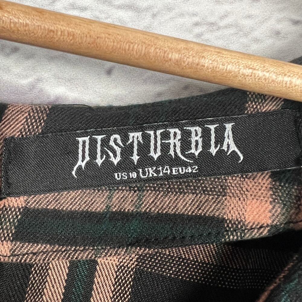 Disturbia Womens 10 Grunge Academia Witchy Edgy Emo Plaid Fit & Flare Mini Dress - Picture 7 of 10